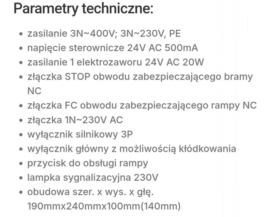 Centrala sterująca rampą RH