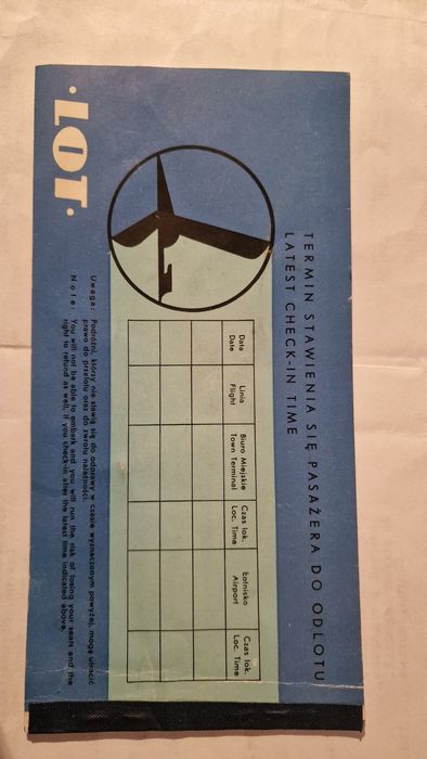 Bilet lotniczy z prl. 1967r.