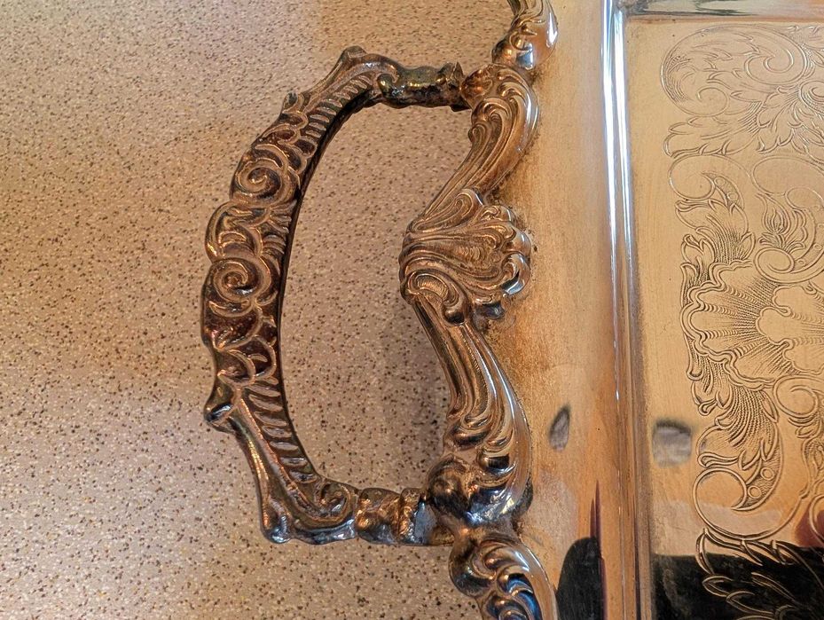 Taca srebrzona  sygnatura N  EPOB na nóżkach