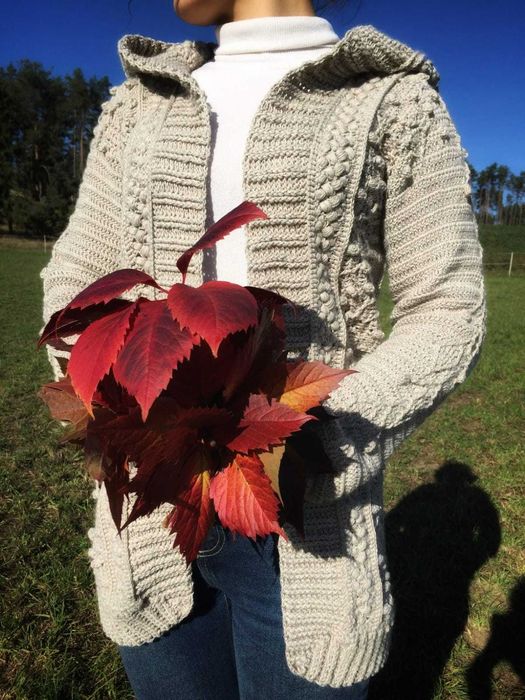 Kardigan sweter ręcznie robiony handmade rękodzieło na szydełku