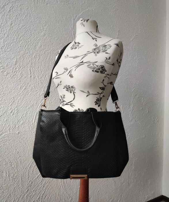 Duża torebka miejska skóra naturalna - skóra węża