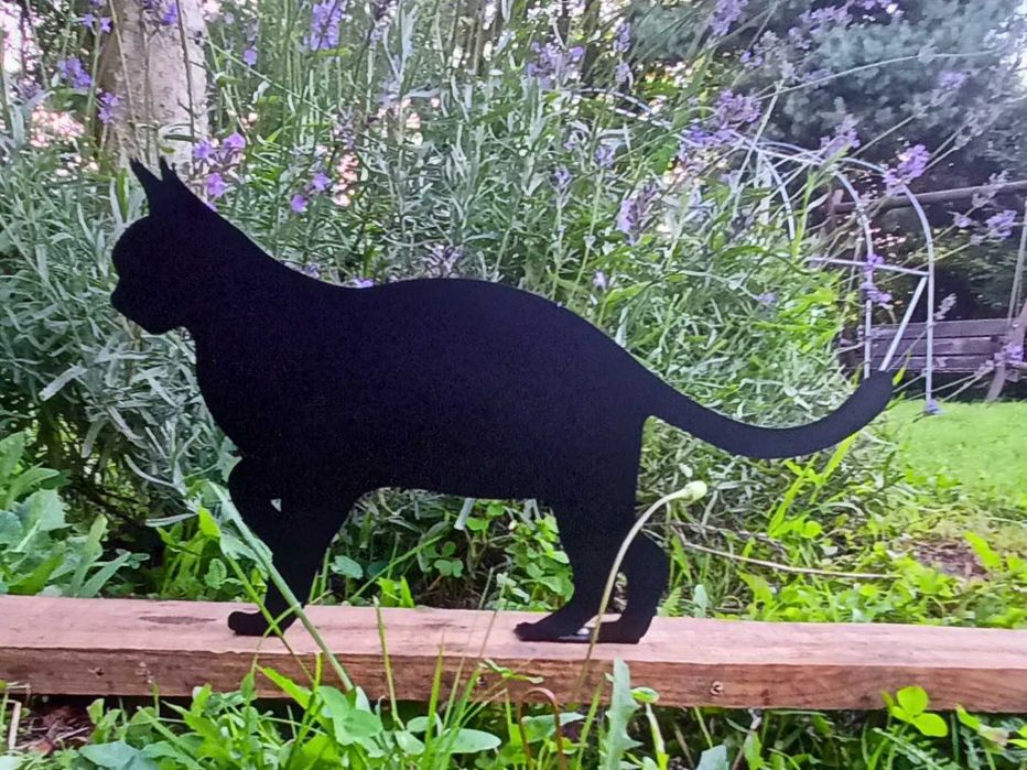 Kot 5 Rysiek Metalowa ozdoba dekoracyjna do ogrodu Czarna