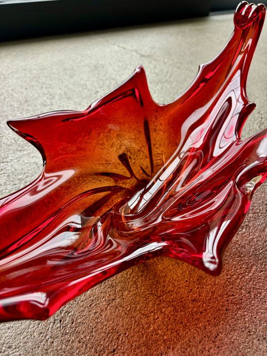 Wielka Uranowa Patera Murano Mandruzatto Włochy 1950te Flavio Poli Top