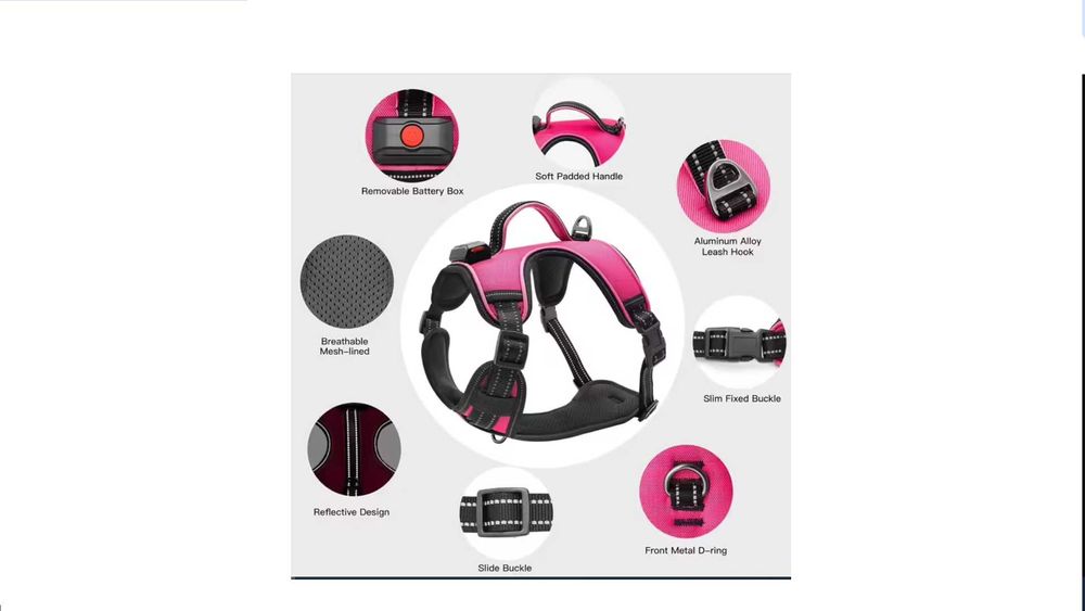 Шлейка для собак YFbrite, що світиться (рожева, велика) L розмір