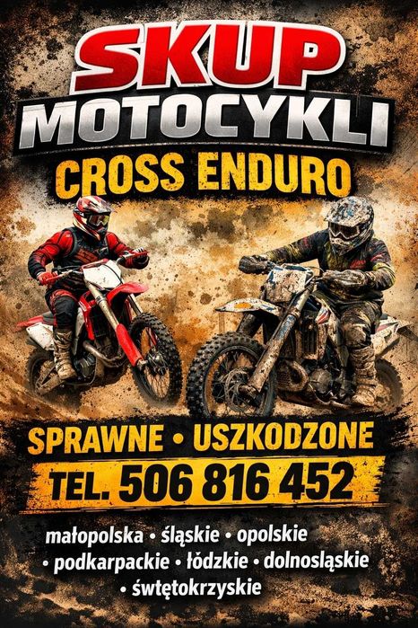SKUP MOTOCYKLI Cross Crossy Enduro Quadów -Sprawne i uszkodzone-