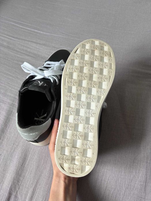 Czarne skórzane sneakersy damskie trampki tenisówki Calvin Klein