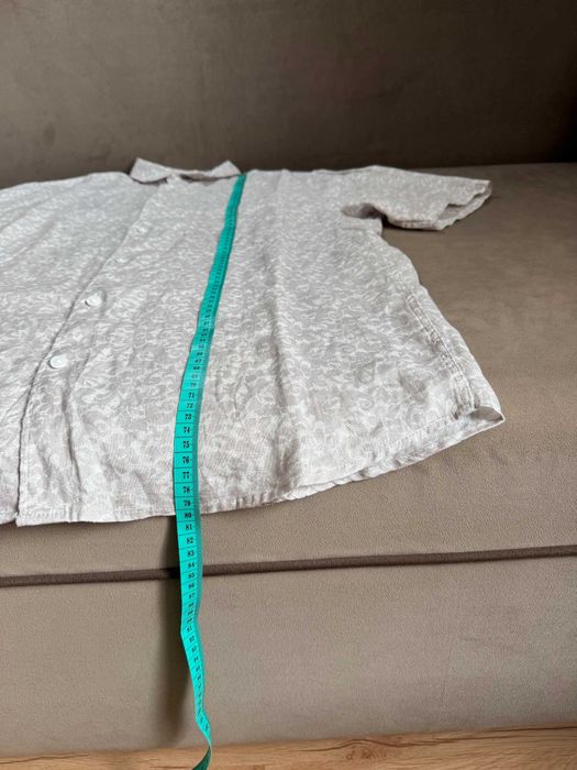Koszula męska, z krótkim rękawem 100% len, H&M r L-idealny stan