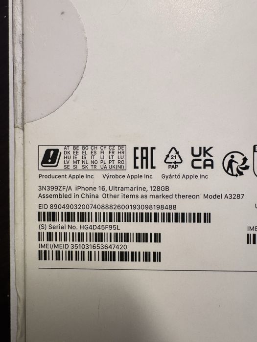 Iphone 16 128GB niebieski