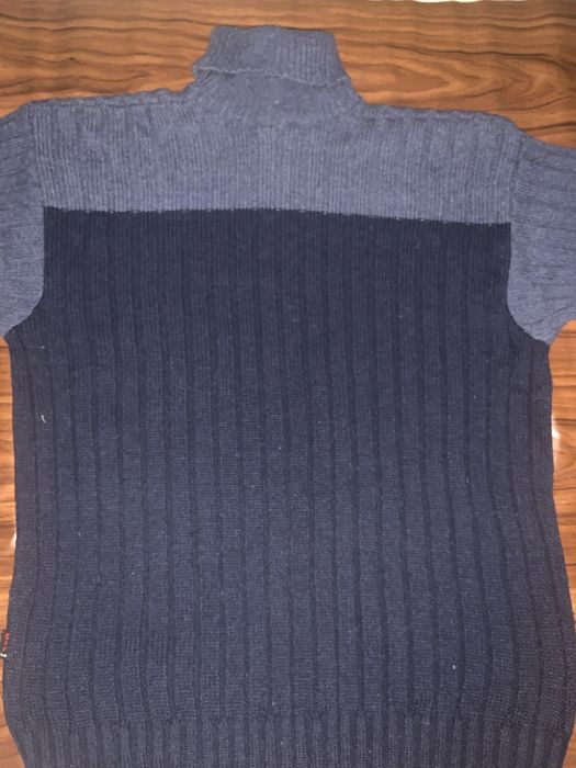 Фірмовий теплий светр темно-синій під шию, 60% вовна р. 54/56 2XL/3XL