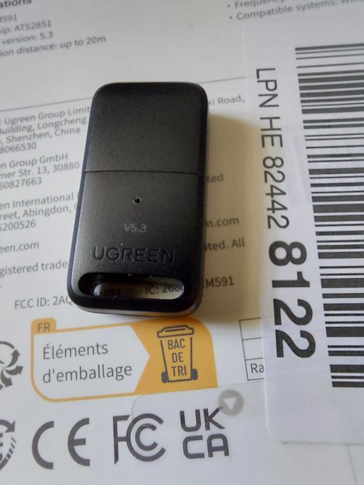 Адаптер Bluetooth USB UGREEN CM591 Bluetooth 5.3 Black