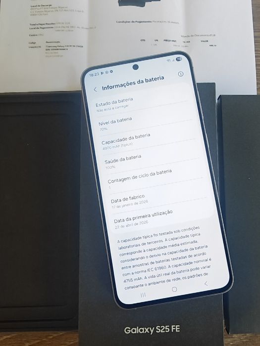 Samsung S25 FE 5G 8GB/256GB Dual Sim Preto Seminovo(Usado 1 dia), C/Garantia Aceito Retomas