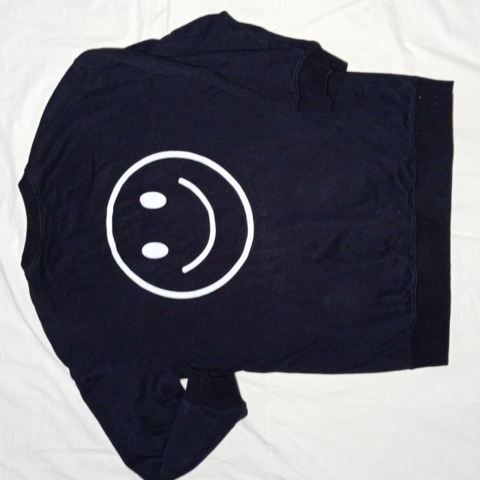 Світшот чорний з малюнком смайликом оверсайз