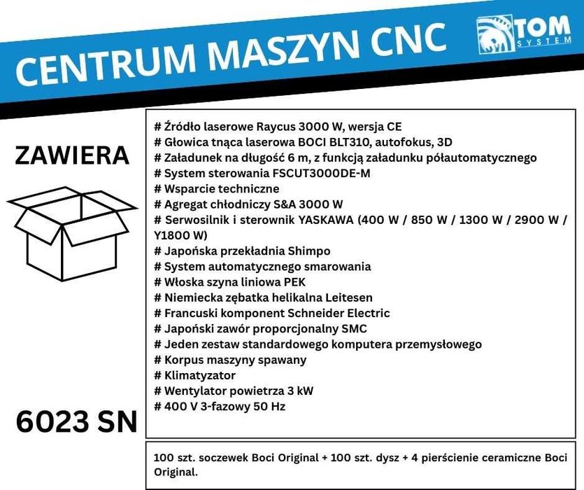 Wycinarka laserowa do rur i profili 6023  3kW. Precyzyjna maszyna CNC