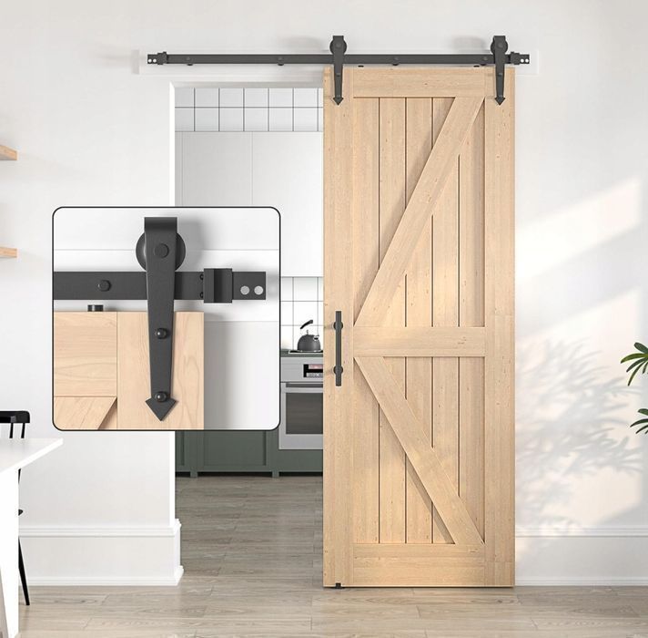 System Drzwi Przesuwanych Barn Door Loft Szyna Czarny Zestaw 122 Cm