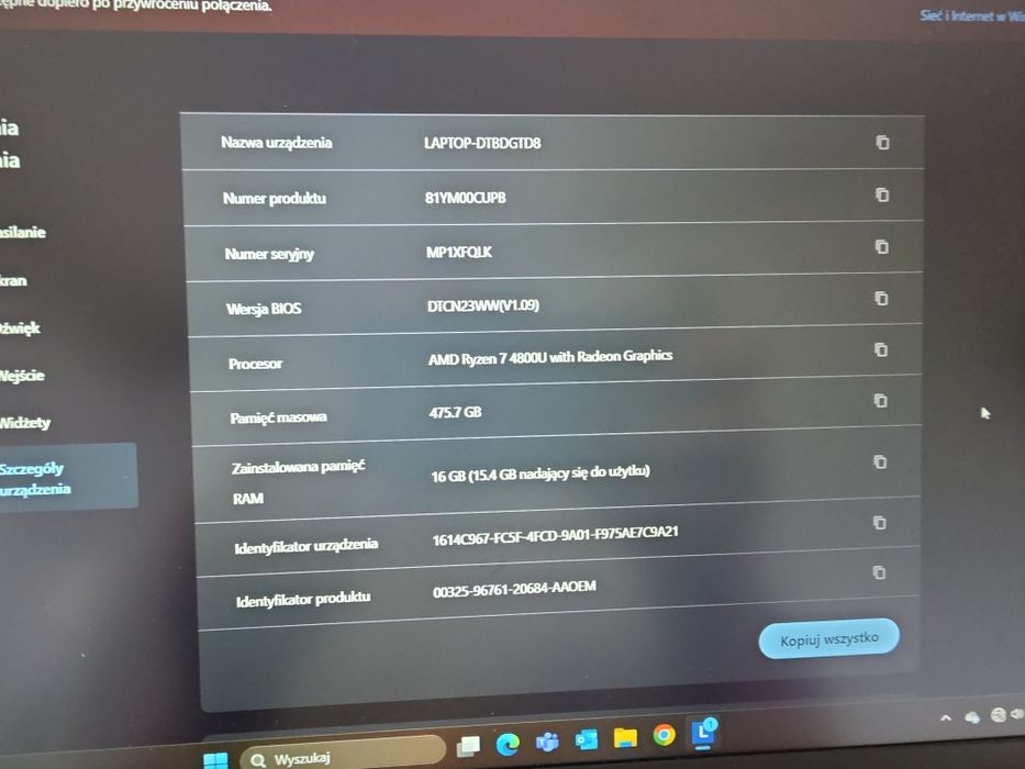 Laptop Lenovo IdeaPad 5 | Ryzen 7 4800U | 16 GB RAM | SSD 512 GB | Stan idealny