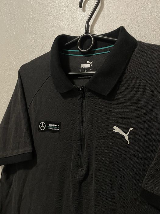 Серое мужское поло Puma x Mercedes Amg F-1 grey polo shirt