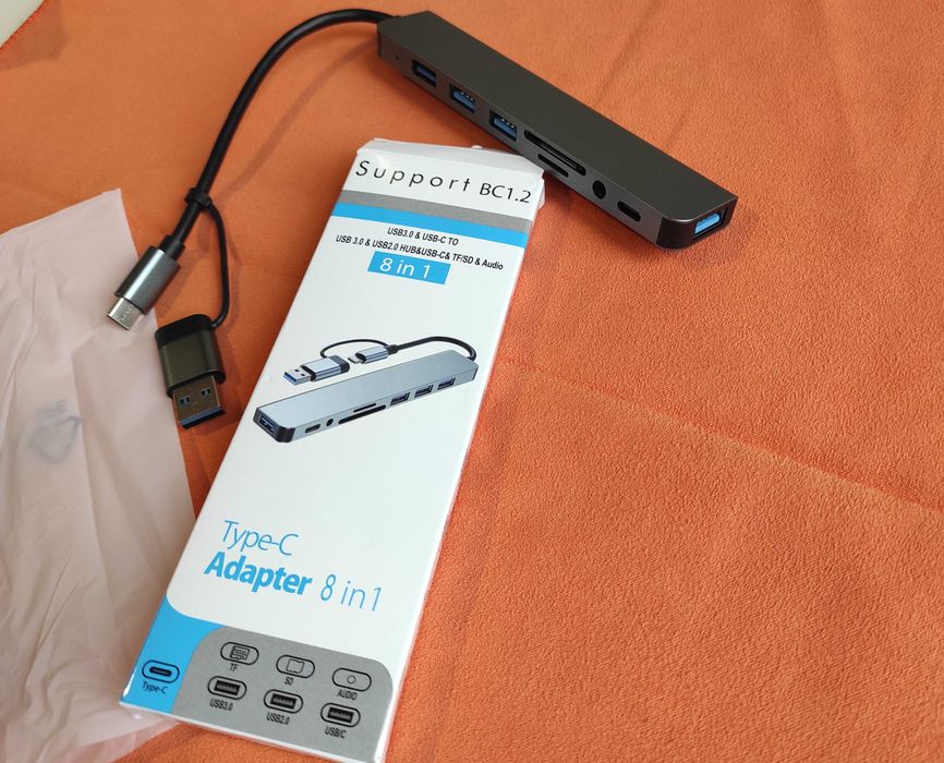 USB-хаб Type C/USB3.0 -> 5xUSB+Cardreader microSD+SD/MMC+audio карта