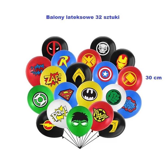 Zestaw Urodzinowy Bohaterowie Avengers 5 Części Balony Baner Toppery