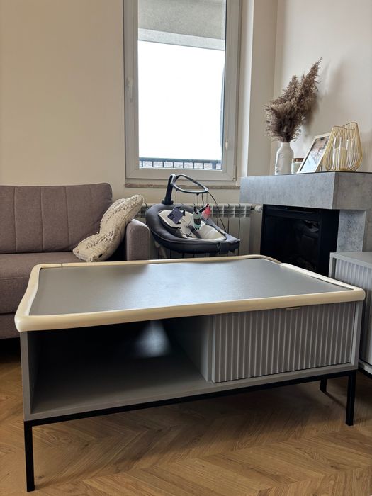 Ława kawowa Vellore 104x68 cm ryflowana szara