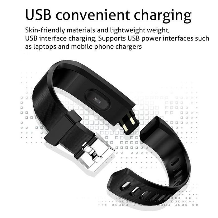 Smart Band M115 PLUS pomiar ciśnienia puls sen kroki aplikacja