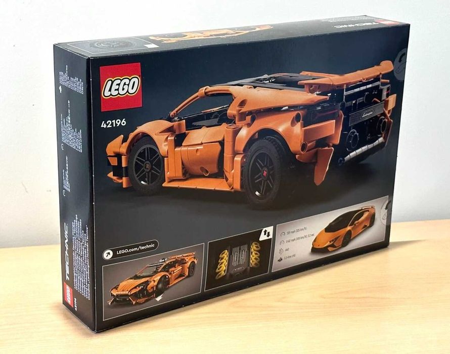 LEGO Technics 42196 pomarańczowe lamborghini huragan tecnica. Nowe