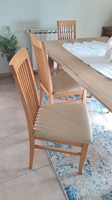 Cadeiras Madeira Faia e Napa Bege 6un