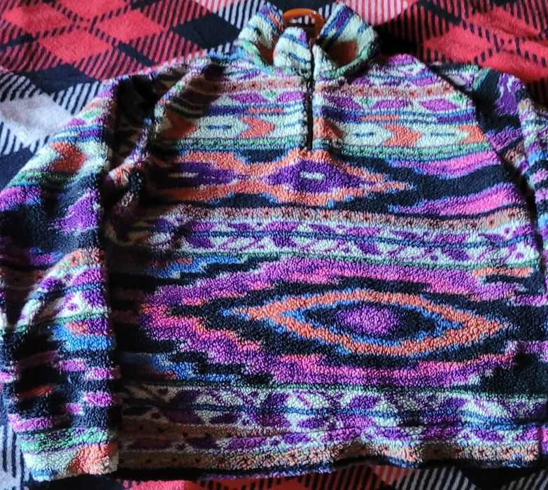 Флисовая женская  кофта оверсайз с этно- принтом, р. 16 ( 50 р.), XL/44, мягкая текстура, Бренд New Girl Order