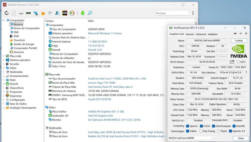 PC Portátil Lenovo Yoga i7 TouchScreen
