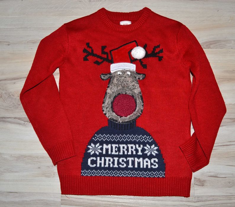 394* george Świąteczny sweter renifer 7/8 lat_ 122/128 cm