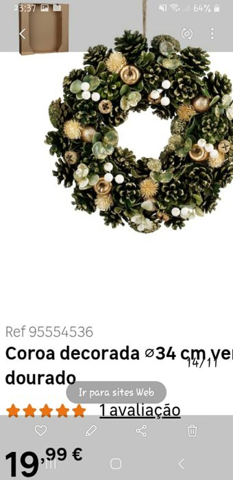 Até 6MARÇO NOVO coroa de outono pinhas centro de mesa natural,em mão