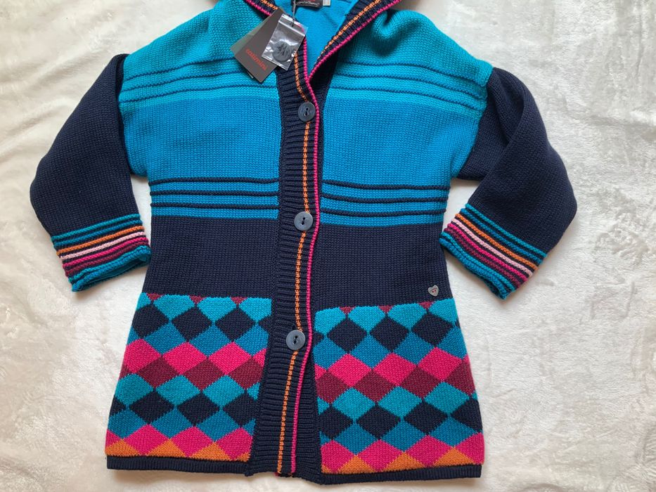 NOWY piękny gruby sweter płaszcz Catimini rozm 116/122