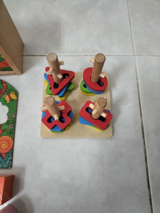 Conjunto 3 brinquedos educativos em madeira
