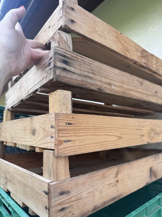 Skrzynki drewniane niskie używane owoce warzywa