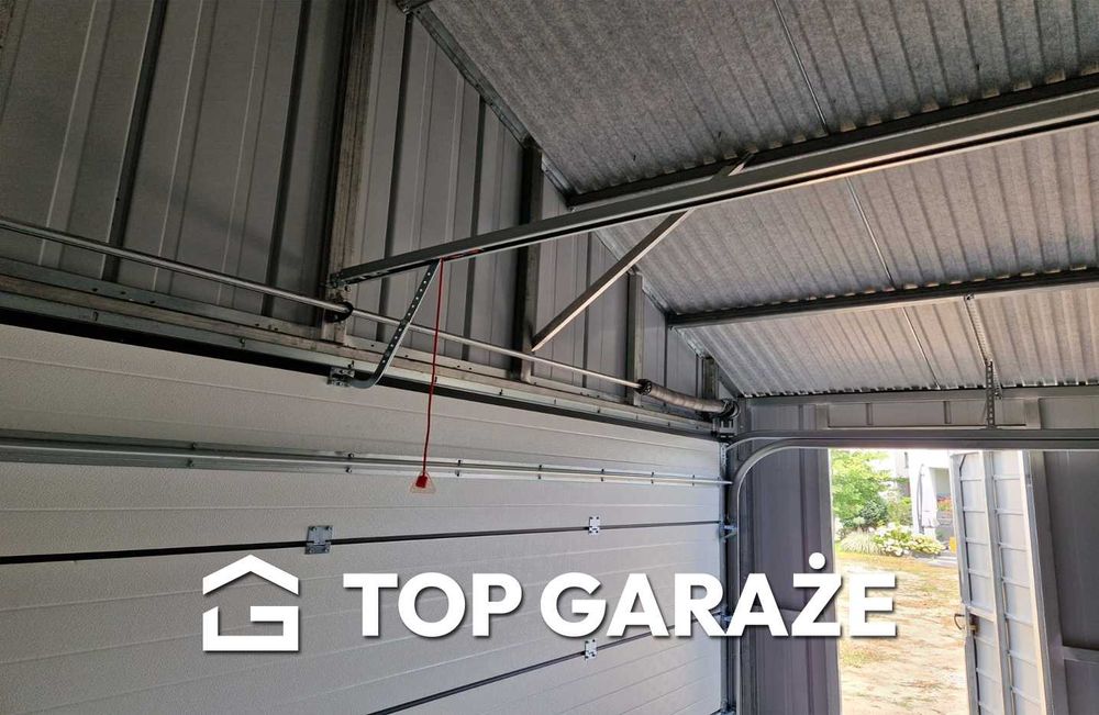 6m szeroki 5m długi 6x5 GARAŻ blaszany z bramą segmentową TOPLINE