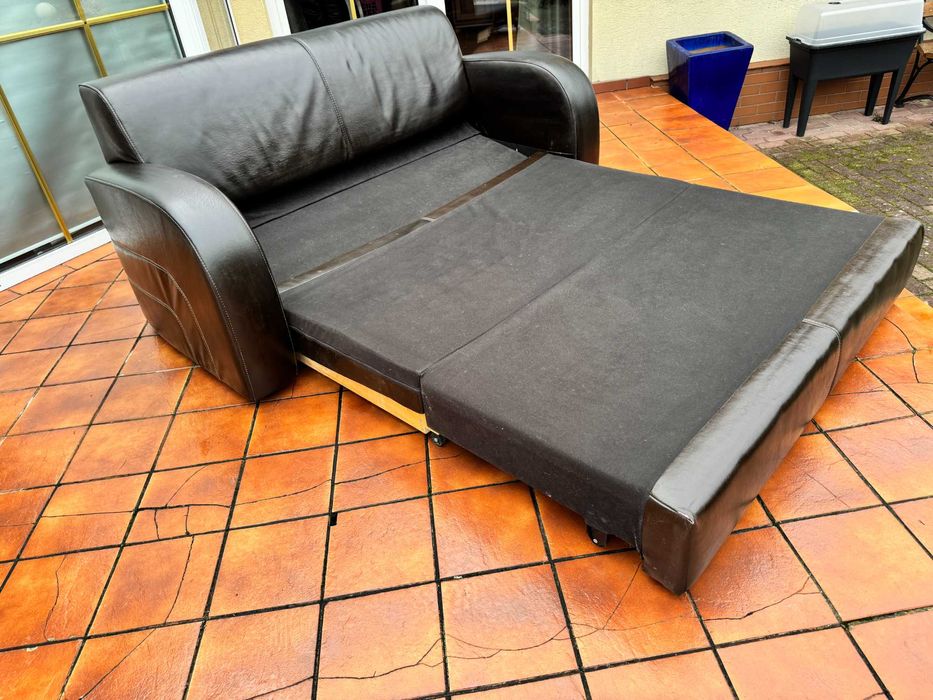 Kanapa skórzana rozkładana sofa wypoczynek fotel wersalka skóra