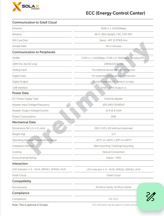 Microinversor Solax X1 1000W e 1200W