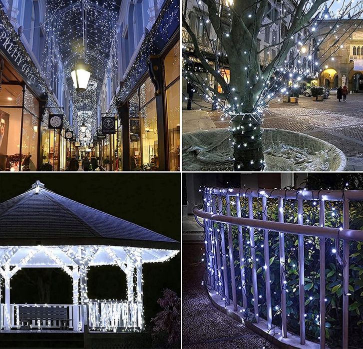 MOCNE Lampki Choinkowe Świąteczne Zewnętrzne Wewnętrzne 500 LED Białe