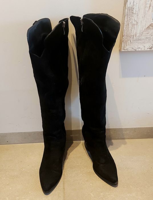 Kozaki kowbojki zamszowe