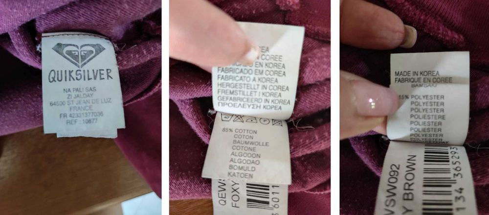 Roxy Quiksilver bluza sportowa welurowa kaptur kangurka z kieszeniami