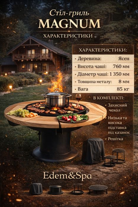Стіл гриль від виробника! Барбекю! Магнал! Гриль! Стіл вогнище