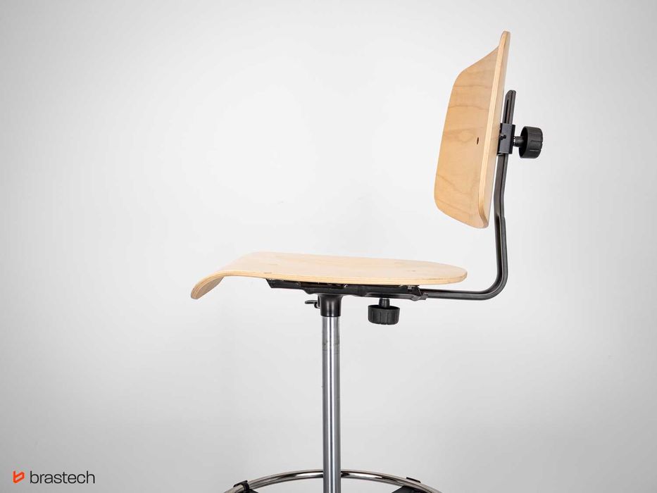 Krzesło warsztatowe, sklejka bukowa, wysokie, lakierowane