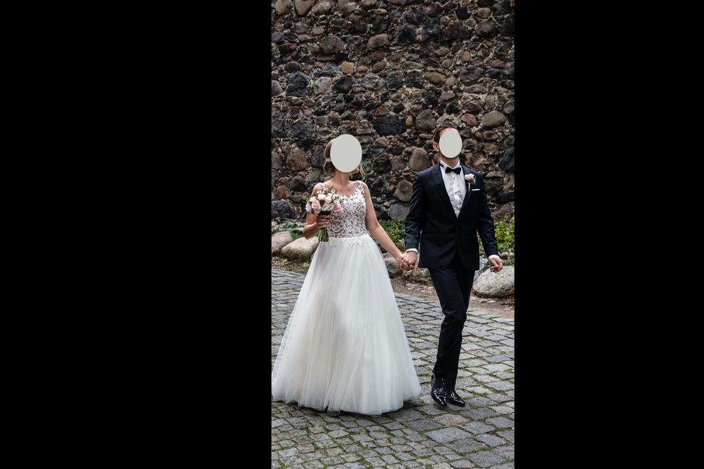 LANCERTO smoking ślubny Czarny Wełniany z Klapami Szalowymi black tie