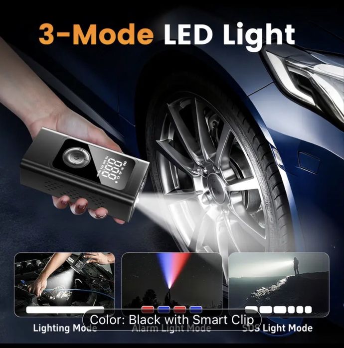 Бустер, пуск-зарядний  на 1000 А, з компрес. 150 PSI, батар. 10000 mAh