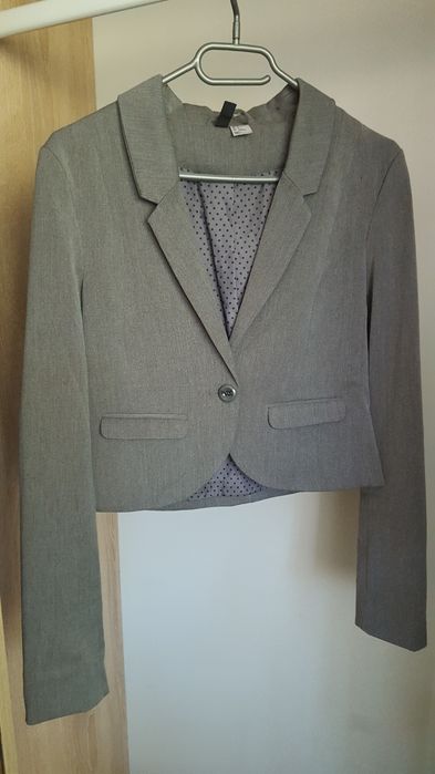 Marynarka żakiet H&M szary klasyczny 36/S