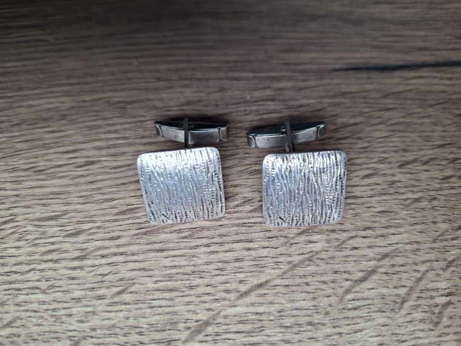 Srebrne spinki do mankietów AGMET / WARMET – PRL, srebro 800, vintage