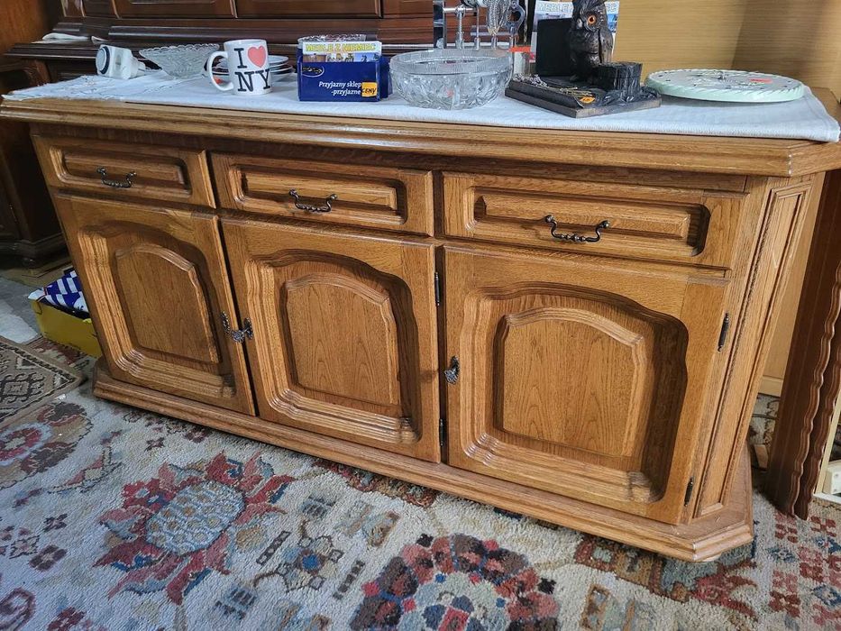 Stylowy stół dębowy owalny 6 krzeseł serwantka witryna komoda !!OKAZJA