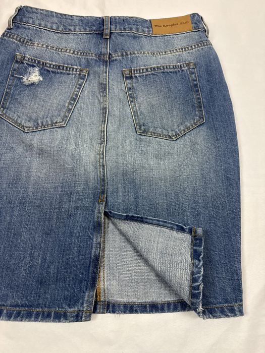 The Kooples jeansowa spodnica z przetarciami / dziurami