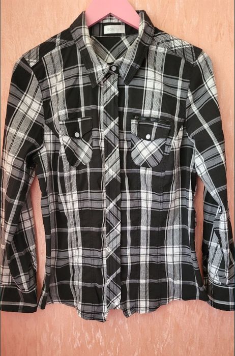 Рубашка на змейке клетка L-XL c карманами