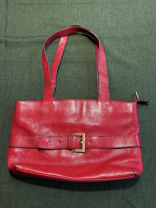 Czerwona skórzana torebka damska vintage