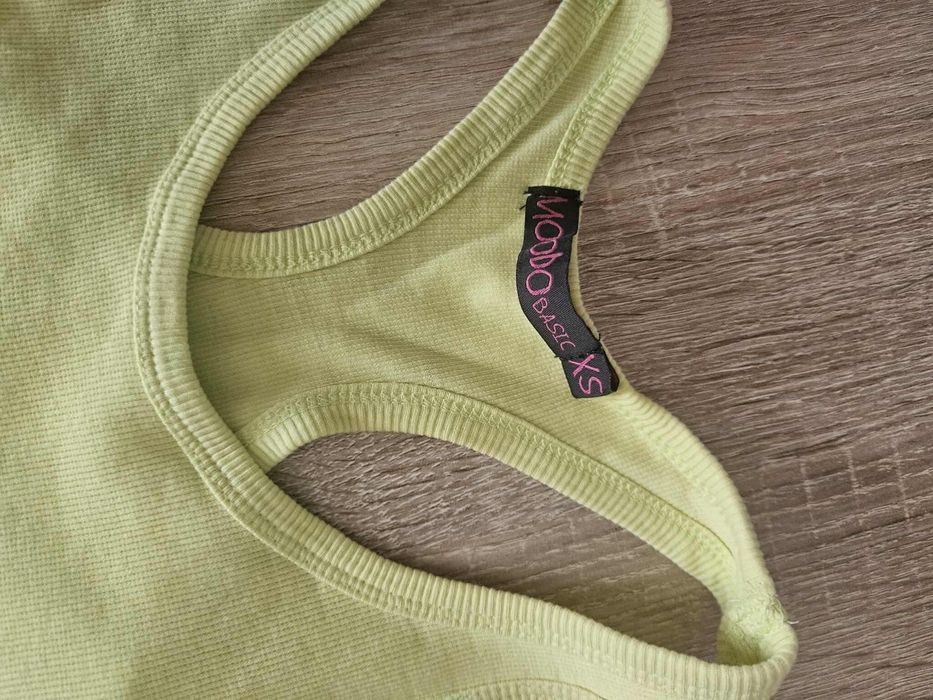 Bluzka koszulka na ramiączkach moodo Basic XS żółta zielona